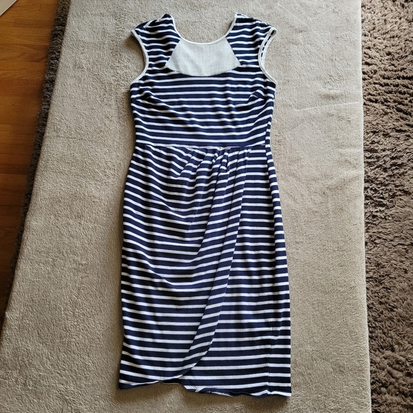 Belle Badgley Mischka striped cotton sleeveless dress size 4 - Picture 6 of 16